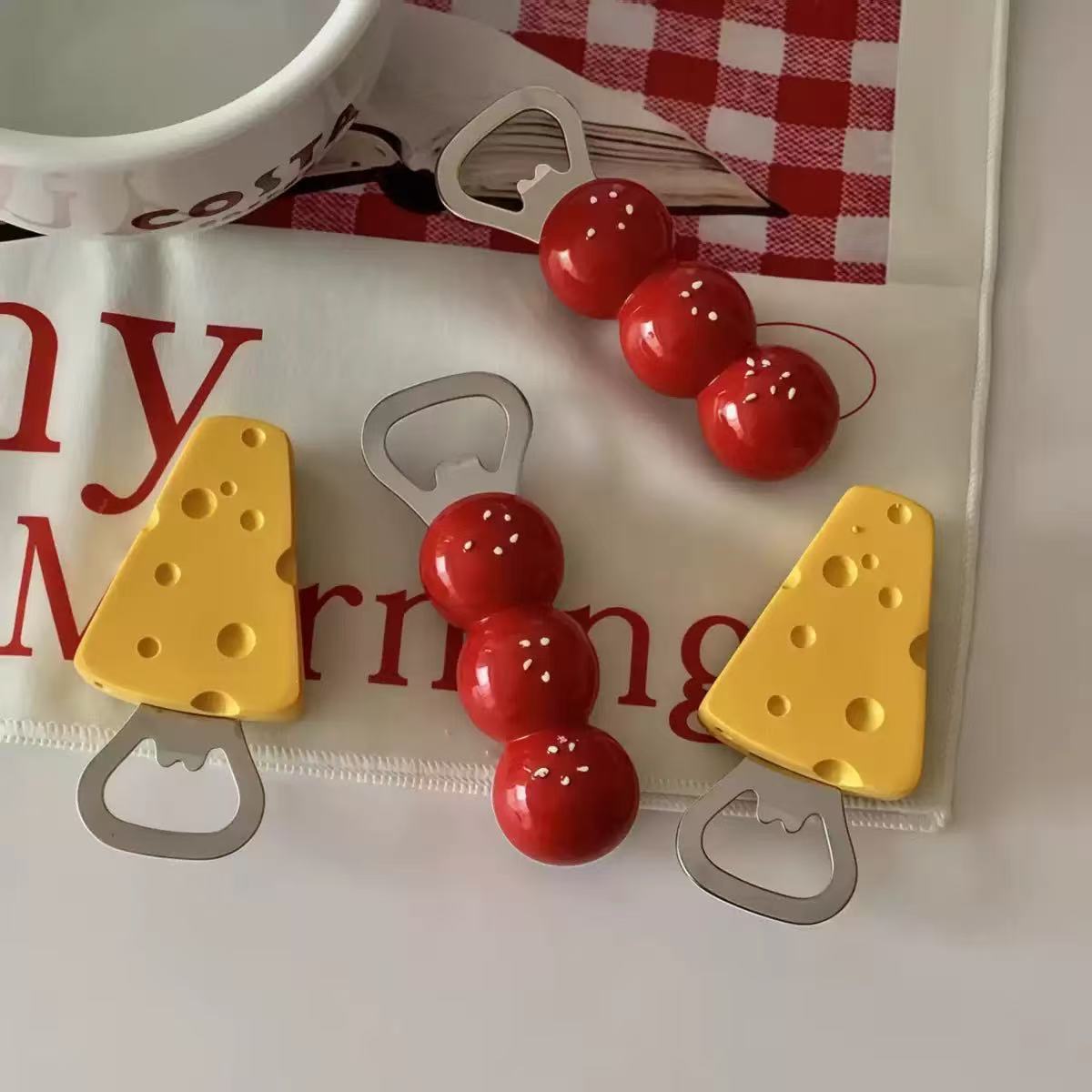 Cartoon-Style Beer Bottle Opener Fridge Magnet