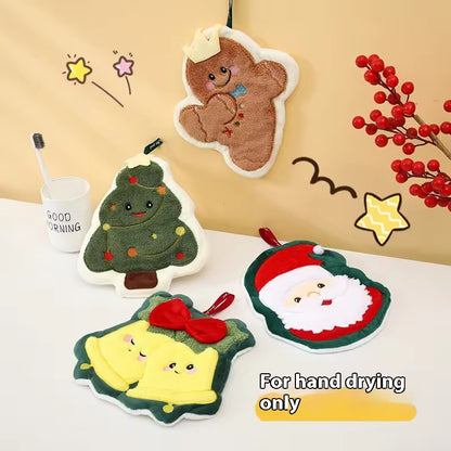 Coral Fleece Christmas Quick-Drying Hand Towel